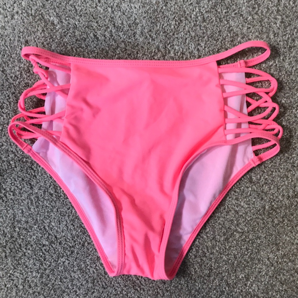 NWOT Coral Pink High Waisted Bikini Bottoms
